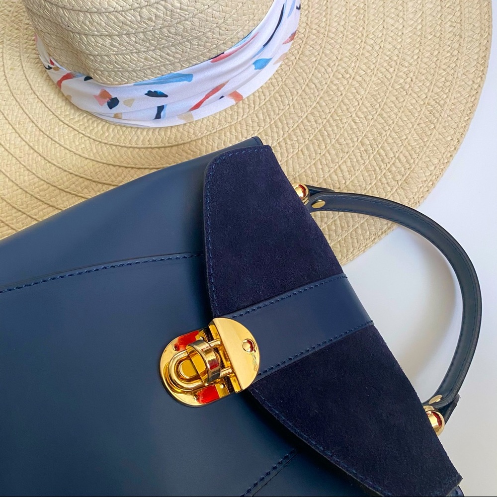 Borse In Pelle Made in Italy Blue Leather Bag